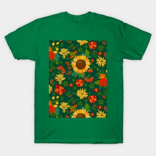 Sunflowers on emerald green T-Shirt